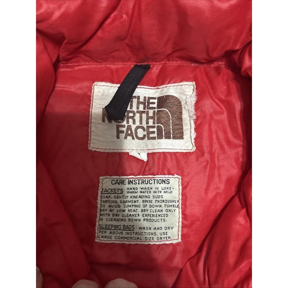 Vintage 70s The North Face Brown Label Red Snap Button Puffer Vest Size S Gorp